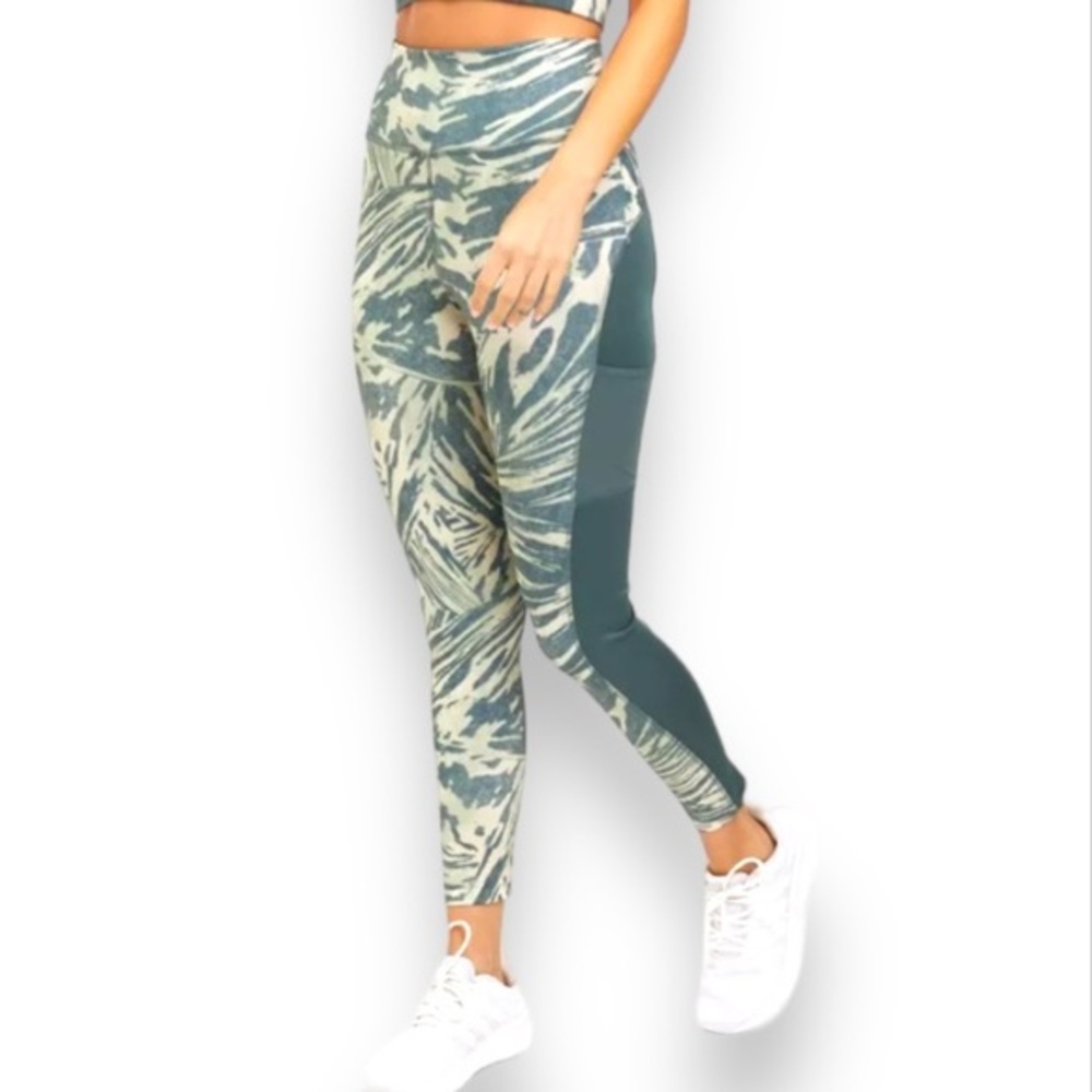 New Adidas Active Leggings Zoe Saldana Tights Oxide Animal Halo Green Plus 1x